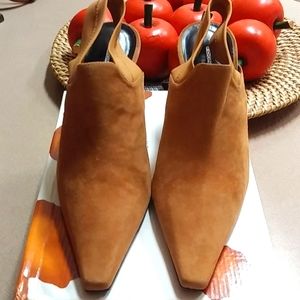 Donald J. Pliner Suede Camel Heel with Strap